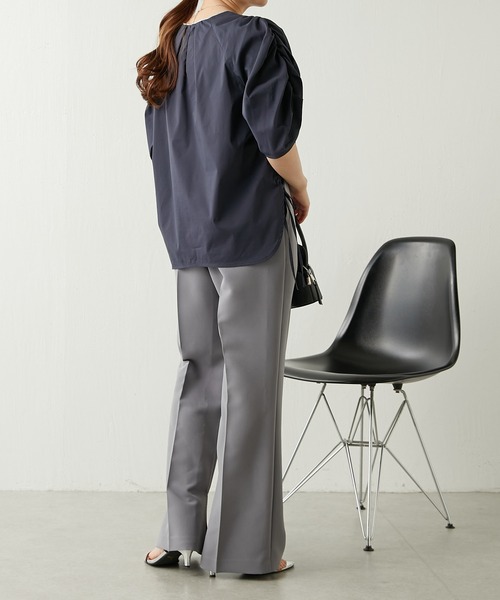 COLLAGE GALLARDAGALANTE（コラージュガリャルダガランテ）の「【OT】セミフレアスリットパンツ（スラックス・レディース・グレー/ダークブラウン・0/1）」の22枚目の写真