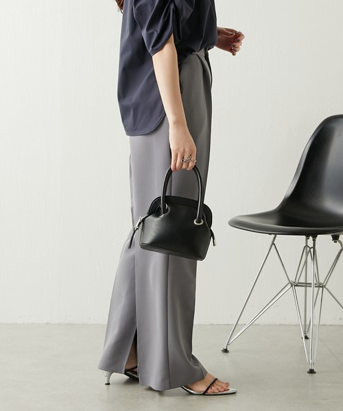 COLLAGE GALLARDAGALANTE（コラージュガリャルダガランテ）の「【OT】セミフレアスリットパンツ（スラックス・レディース・グレー/ダークブラウン・0/1）」の20枚目の写真