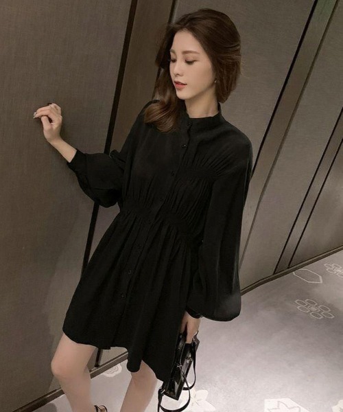 Miniministore(ミニミニストア)の「韓国 シャツワンピース 長袖 ミニワンピ(シャツワンピース・レディース・ブラック/ホワイト・M/S/L)」の10枚目の写真