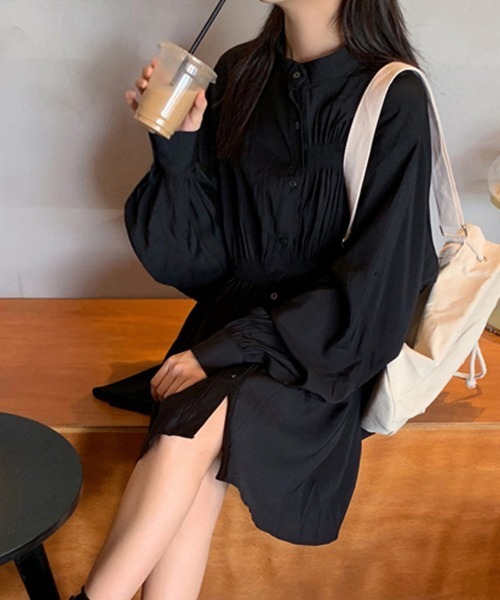 Miniministore(ミニミニストア)の「韓国 シャツワンピース 長袖 ミニワンピ(シャツワンピース・レディース・ブラック/ホワイト・M/S/L)」の12枚目の写真