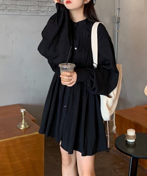 Miniministore(ミニミニストア)の「韓国 シャツワンピース 長袖 ミニワンピ(シャツワンピース・レディース・ブラック/ホワイト・M/S/L)」の13枚目の写真