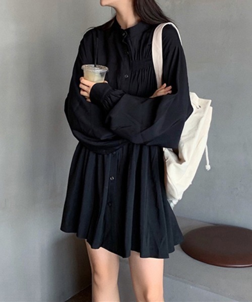 Miniministore(ミニミニストア)の「韓国 シャツワンピース 長袖 ミニワンピ(シャツワンピース・レディース・ブラック/ホワイト・M/S/L)」の14枚目の写真
