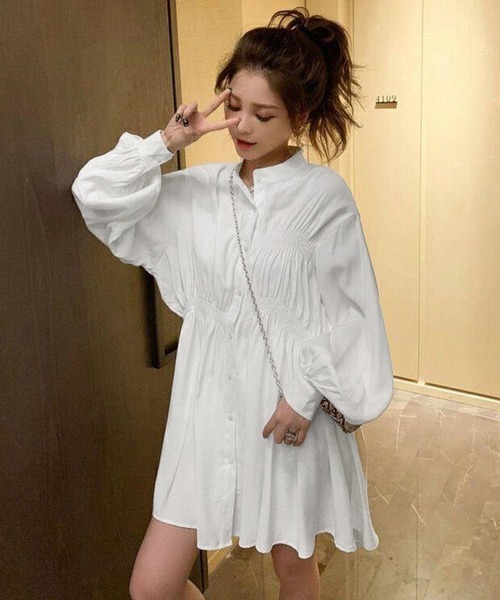 Miniministore(ミニミニストア)の「韓国 シャツワンピース 長袖 ミニワンピ(シャツワンピース・レディース・ブラック/ホワイト・M/S/L)」の16枚目の写真