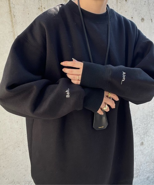 y/m by misato（イムバイミサト）の「スリーブロゴミドル丈スウェットトップス（スウェット・レディース・ライトグレー/ブラック・FREE）」の2枚目の写真