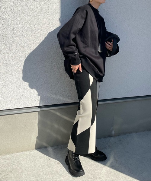 y/m by misato（イムバイミサト）の「スリーブロゴミドル丈スウェットトップス（スウェット・レディース・ライトグレー/ブラック・FREE）」の9枚目の写真