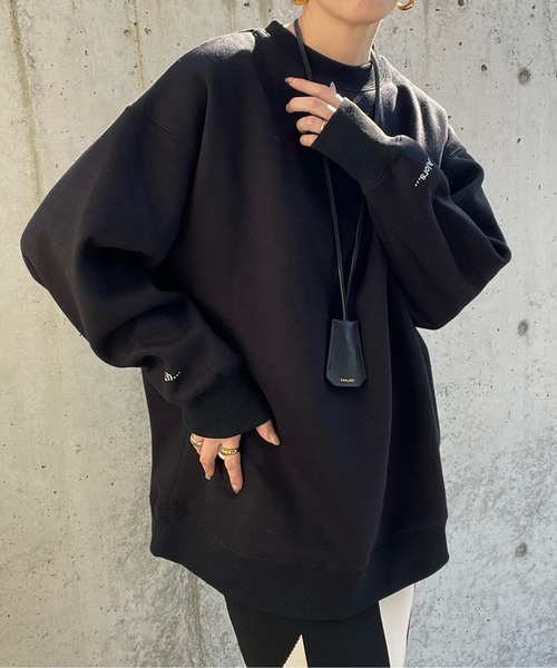 y/m by misato（イムバイミサト）の「スリーブロゴミドル丈スウェットトップス（スウェット・レディース・ライトグレー/ブラック・FREE）」の18枚目の写真