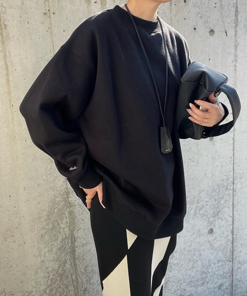 y/m by misato（イムバイミサト）の「スリーブロゴミドル丈スウェットトップス（スウェット・レディース・ライトグレー/ブラック・FREE）」の22枚目の写真