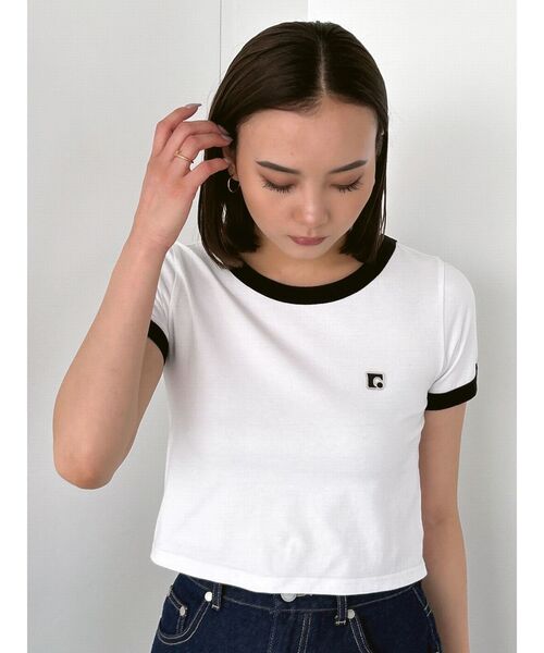 EMODA(エモダ)の「フィットショートTシャツ(Tシャツ/カットソー・レディース・ピンク/ブラウン/ホワイト/ブラック・FREE)」の21枚目の写真