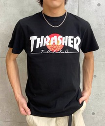 【ムラサキスポーツ限定】THRASHER/スラッシャー TOKYOロゴ 和柄 青海波 さくら アレンジ TH91426-TOKYO メンズ 半袖 Tシャツ