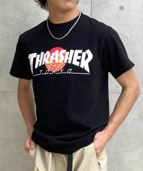 ムラサキスポーツ限定】THRASHER/スラッシャー TOKYOロゴ 和柄 青海波