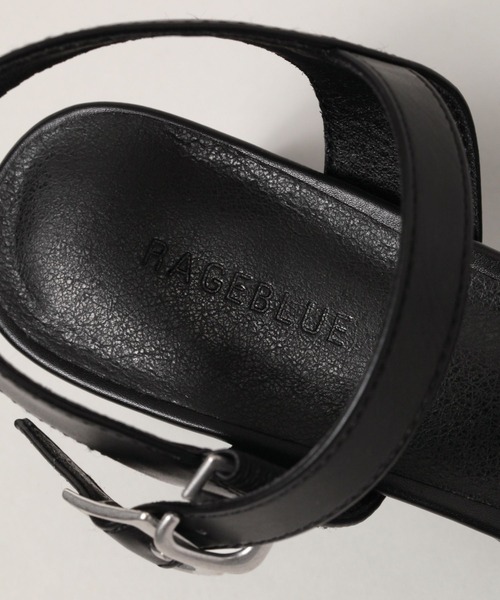 RAGEBLUE（レイジブルー）の「スクエアトゥー/ストラップ厚底チャンキーヒールサンダル（サンダル・レディース・ブラック・MEDIUM/LARGE）」の20枚目の写真