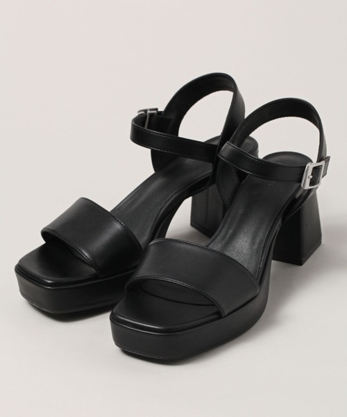 RAGEBLUE（レイジブルー）の「スクエアトゥー/ストラップ厚底チャンキーヒールサンダル（サンダル・レディース・ブラック・MEDIUM/LARGE）」の12枚目の写真