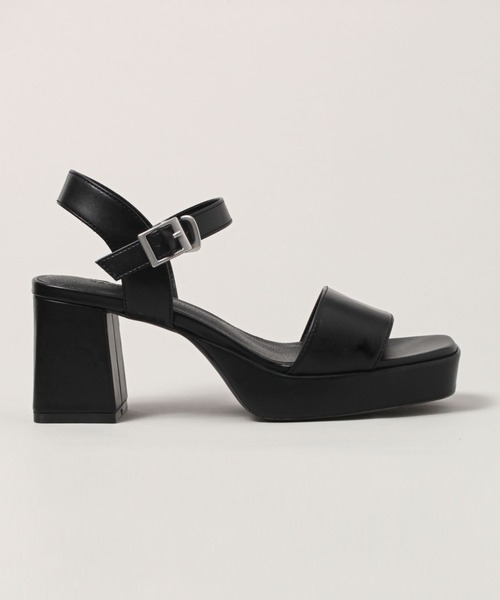 RAGEBLUE（レイジブルー）の「スクエアトゥー/ストラップ厚底チャンキーヒールサンダル（サンダル・レディース・ブラック・MEDIUM/LARGE）」の14枚目の写真