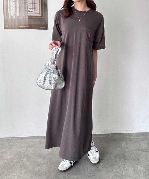 U.S. POLO ASSN.(ユーエスポロアッスン)の「GeeRA別注【U.S. POLO ASSN.】ワンポイント刺繍Tシャツワンピース(ワンピース・レディース・チャコール/ブラック・MEDIUM/LARGE)」の9枚目の写真