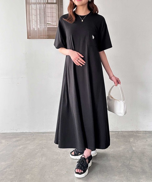 U.S. POLO ASSN.(ユーエスポロアッスン)の「GeeRA別注【U.S. POLO ASSN.】ワンポイント刺繍Tシャツワンピース(ワンピース・レディース・チャコール/ブラック・MEDIUM/LARGE)」の16枚目の写真