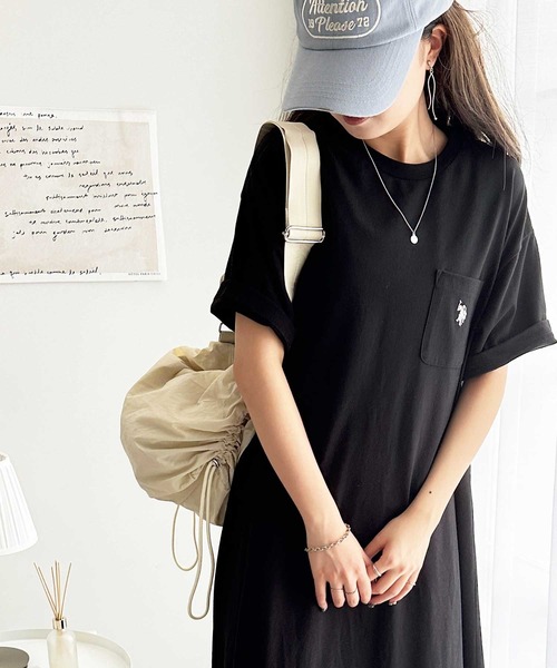 U.S. POLO ASSN.(ユーエスポロアッスン)の「GeeRA別注【U.S. POLO ASSN.】ワンポイント刺繍Tシャツワンピース(ワンピース・レディース・チャコール/ブラック・MEDIUM/LARGE)」の20枚目の写真