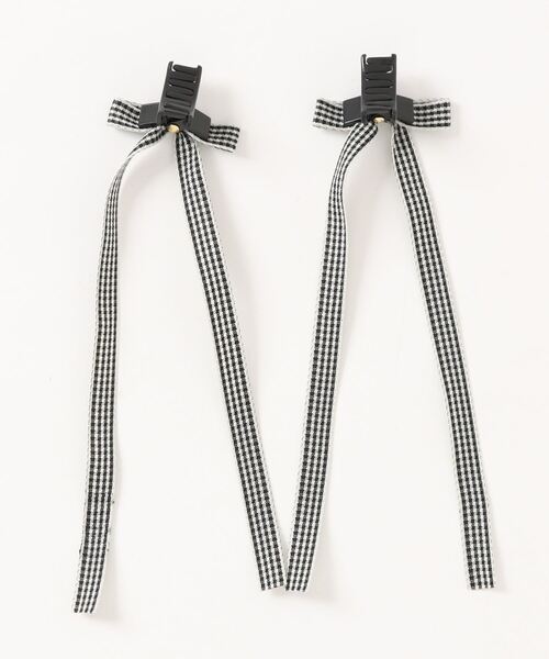 flower(フラワー)の「ルーズギンガムリボンクリップ(バレッタ/ヘアクリップ・レディース・ブラック・FREE)」の6枚目の写真