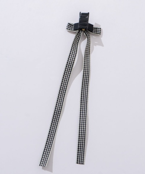 flower(フラワー)の「ルーズギンガムリボンクリップ(バレッタ/ヘアクリップ・レディース・ブラック・FREE)」の3枚目の写真