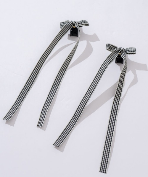 flower(フラワー)の「ルーズギンガムリボンクリップ(バレッタ/ヘアクリップ・レディース・ブラック・FREE)」の7枚目の写真