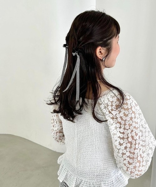 flower(フラワー)の「ルーズギンガムリボンクリップ(バレッタ/ヘアクリップ・レディース・ブラック・FREE)」の12枚目の写真