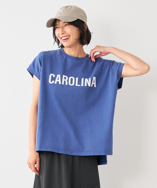 STAR&STRIPE（スターアンドストライプ）の「【STAR&STRIPE×MICA&DEAL】"CAROLINA"ロゴピグメントバイオサイドスリットタンクトップ（Tシャツ/カットソー・レディース・ブラック/ブルー/オフホワイト/ベージュ・FREE）」の4枚目の写真