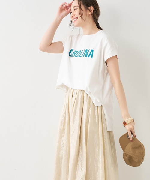 STAR&STRIPE（スターアンドストライプ）の「【STAR&STRIPE×MICA&DEAL】"CAROLINA"ロゴピグメントバイオサイドスリットタンクトップ（Tシャツ/カットソー・レディース・ブラック/ブルー/オフホワイト/ベージュ・FREE）」の11枚目の写真