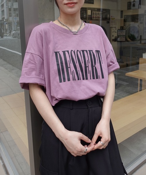 CORNERS（コーナーズ）の「DESSERTプリントTシャツ（Tシャツ/カットソー・レディース・パープル/オフホワイト/チャコールグレー・M）」の3枚目の写真