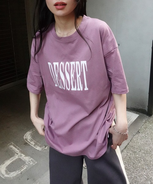 CORNERS（コーナーズ）の「DESSERTプリントTシャツ（Tシャツ/カットソー・レディース・パープル/オフホワイト/チャコールグレー・M）」の4枚目の写真