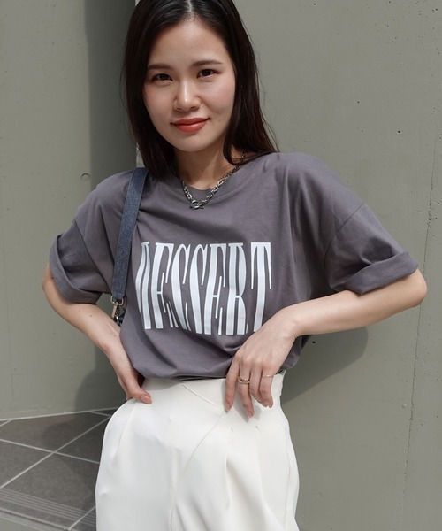 CORNERS（コーナーズ）の「DESSERTプリントTシャツ（Tシャツ/カットソー・レディース・パープル/オフホワイト/チャコールグレー・M）」の21枚目の写真