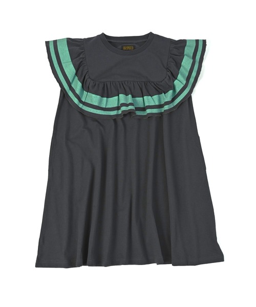 BIG FIELD（ビッグフィールド）の「スクエアフリルワンピース（90～150cm）（ワンピース・キッズ・杢グレー/サーモンピンク/チャコール・120/110/100/90/150/140/130）」の7枚目の写真