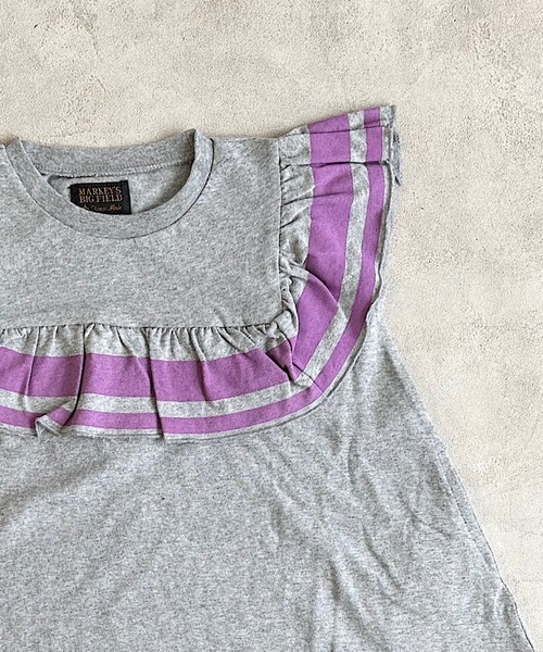 BIG FIELD（ビッグフィールド）の「スクエアフリルワンピース（90～150cm）（ワンピース・キッズ・杢グレー/サーモンピンク/チャコール・120/110/100/90/150/140/130）」の16枚目の写真