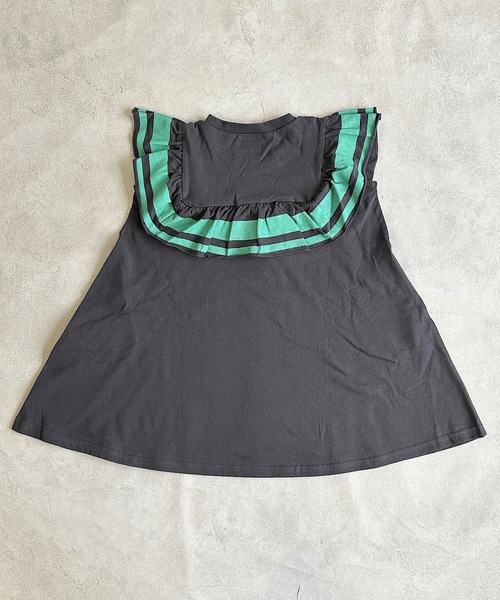 BIG FIELD（ビッグフィールド）の「スクエアフリルワンピース（90～150cm）（ワンピース・キッズ・杢グレー/サーモンピンク/チャコール・120/110/100/90/150/140/130）」の13枚目の写真