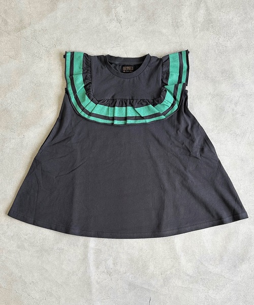 BIG FIELD（ビッグフィールド）の「スクエアフリルワンピース（90～150cm）（ワンピース・キッズ・杢グレー/サーモンピンク/チャコール・120/110/100/90/150/140/130）」の12枚目の写真