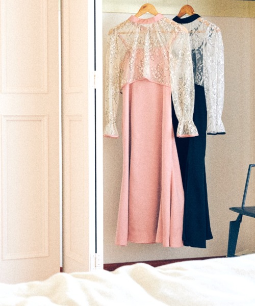 tocco closet(トッコ クローゼット)の「マルチWAY配色レーストップス&マーメイドサテンキャミワンピースSET(ワンピース・レディース・ブラック/ピンク・M)」の19枚目の写真