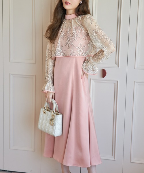 tocco closet(トッコ クローゼット)の「マルチWAY配色レーストップス&マーメイドサテンキャミワンピースSET(ワンピース・レディース・ブラック/ピンク・M)」の7枚目の写真