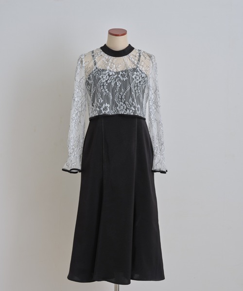 tocco closet(トッコ クローゼット)の「マルチWAY配色レーストップス&マーメイドサテンキャミワンピースSET(ワンピース・レディース・ブラック/ピンク・M)」の8枚目の写真