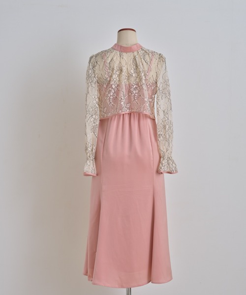 tocco closet(トッコ クローゼット)の「マルチWAY配色レーストップス&マーメイドサテンキャミワンピースSET(ワンピース・レディース・ブラック/ピンク・M)」の4枚目の写真