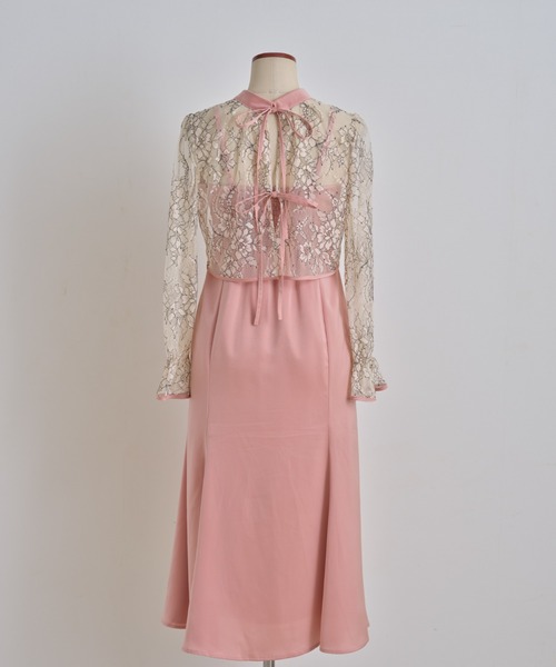 tocco closet(トッコ クローゼット)の「マルチWAY配色レーストップス&マーメイドサテンキャミワンピースSET(ワンピース・レディース・ブラック/ピンク・M)」の15枚目の写真