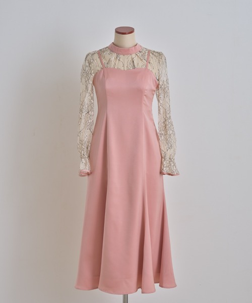 tocco closet(トッコ クローゼット)の「マルチWAY配色レーストップス&マーメイドサテンキャミワンピースSET(ワンピース・レディース・ブラック/ピンク・M)」の5枚目の写真