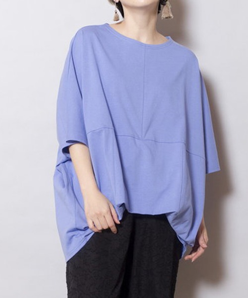 OSMOSIS（オズモーシス）の「ドレープヘムプルオーバー（Tシャツ/カットソー・レディース・サックスブルー/ブラック/ホワイト・ONE SIZE）」の3枚目の写真