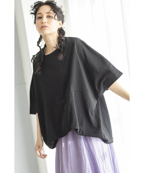 OSMOSIS（オズモーシス）の「ドレープヘムプルオーバー（Tシャツ/カットソー・レディース・サックスブルー/ブラック/ホワイト・ONE SIZE）」の4枚目の写真