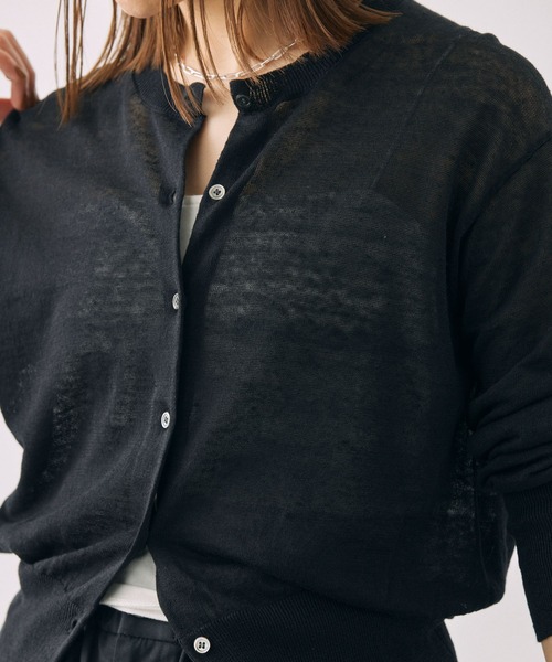 BABYLONE(バビロン)の「リネンナイロンクルーネックカーディガン(カーディガン/ボレロ・レディース・ブラック/ベビーピンク・フリー)」の4枚目の写真