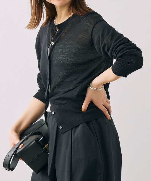 BABYLONE(バビロン)の「リネンナイロンクルーネックカーディガン(カーディガン/ボレロ・レディース・ブラック/ベビーピンク・フリー)」の5枚目の写真