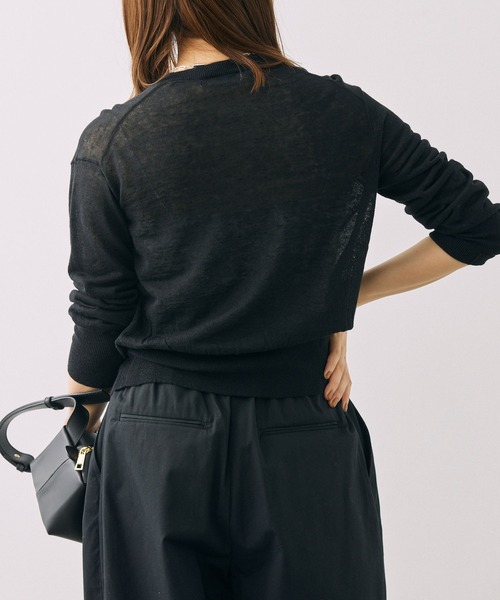 BABYLONE(バビロン)の「リネンナイロンクルーネックカーディガン(カーディガン/ボレロ・レディース・ブラック/ベビーピンク・フリー)」の6枚目の写真