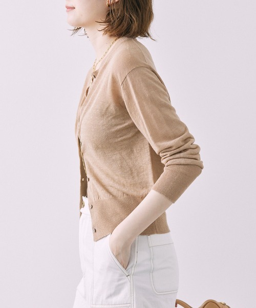 BABYLONE(バビロン)の「リネンナイロンクルーネックカーディガン(カーディガン/ボレロ・レディース・ブラック/ベビーピンク・フリー)」の12枚目の写真