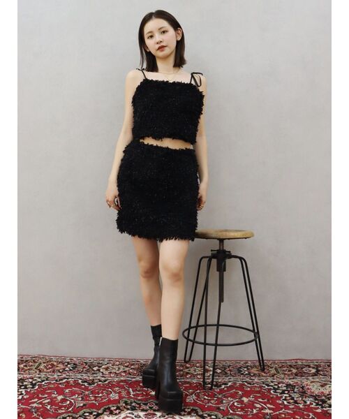 EVRIS(エヴリス)の「フェザーミニスカート【セットアップ着用可能】(スカート・レディース・グレー/ブラック・FREE)」の9枚目の写真