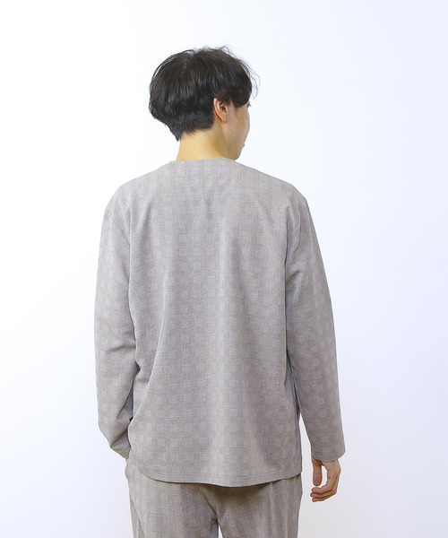 MEN'S MELROSE（メンズメルローズ）の「ドライクールグレンチェックリラクシングカーディガン（カーディガン/ボレロ・メンズ・ライトブラウン/ネイビー・2/4/3）」の5枚目の写真