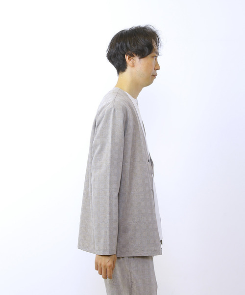MEN'S MELROSE（メンズメルローズ）の「ドライクールグレンチェックリラクシングカーディガン（カーディガン/ボレロ・メンズ・ライトブラウン/ネイビー・2/4/3）」の6枚目の写真