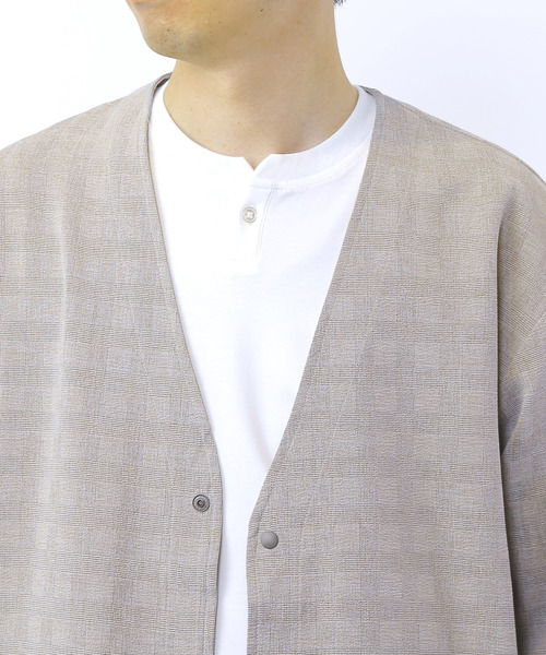 MEN'S MELROSE（メンズメルローズ）の「ドライクールグレンチェックリラクシングカーディガン（カーディガン/ボレロ・メンズ・ライトブラウン/ネイビー・2/4/3）」の7枚目の写真