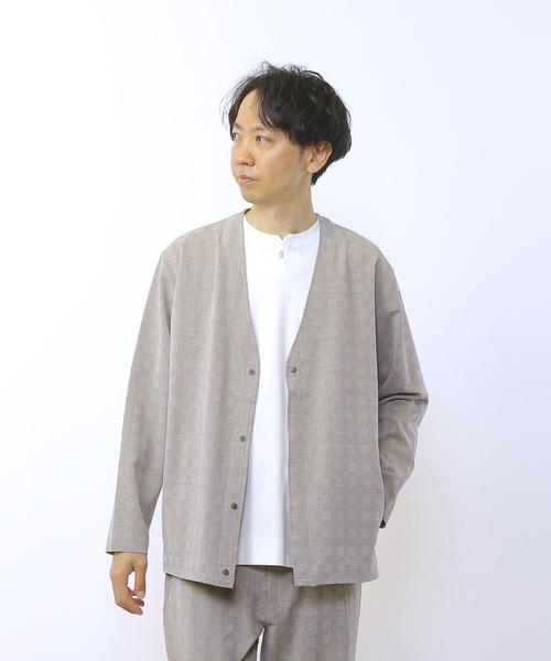 MEN'S MELROSE（メンズメルローズ）の「ドライクールグレンチェックリラクシングカーディガン（カーディガン/ボレロ・メンズ・ライトブラウン/ネイビー・2/4/3）」の14枚目の写真